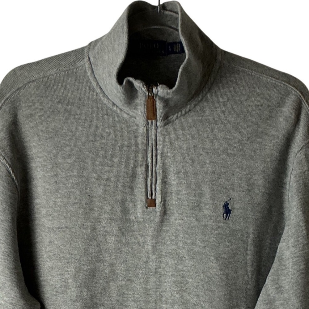 Polo Ralph Lauren Quarter Zip Pullover Mens Large Grey Cotton Blend